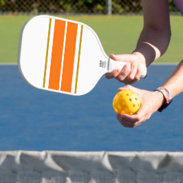 Atletische Wide Twin Sinaasappel Racing Stripes op Pickleball Paddle