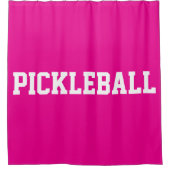 Atletische witte PICKLEBALL tekst op helder heet r Douchegordijn (Voorkant)