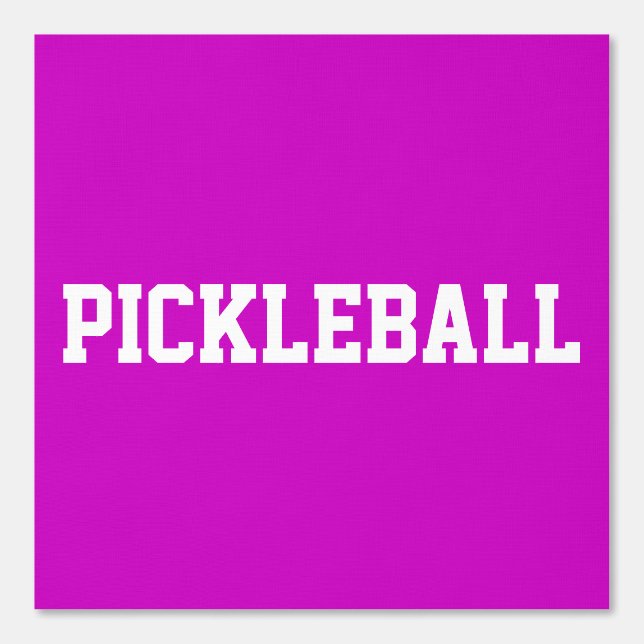 Atletische witte PICKLEBALL tekst op helder roze Behang (Voorkant)