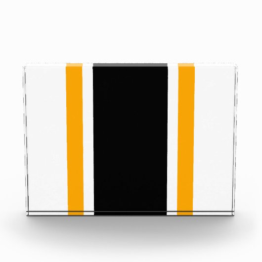 Atletische Zwart Geel Wit Bold Racing Stripes Fotoblokken (Voorkant)