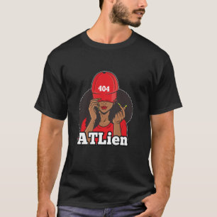 ATLien 404 Atlanta ATL Netnummer Zwarte Vrouw Afro T-shirt