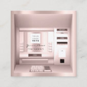 ATM Bank Consulting Money Roos Logo Company Name Vierkante Visitekaartje (Voorkant)