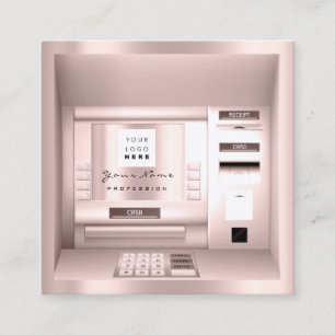 ATM Bank Consulting Money Roos Logo Company Name Vierkante Visitekaartje