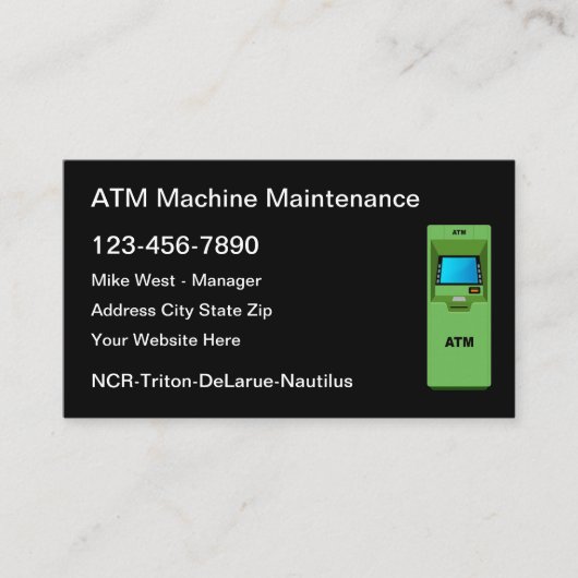 ATM Machine Reparation Services Visitekaartje (Voorkant)