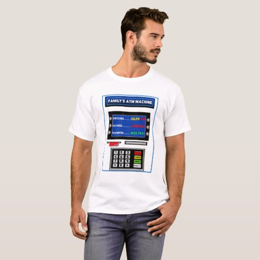 ATM T-SHIRT van FAMILIE - HUMOR - MACHINE EN KAART (Voorkant volledig)
