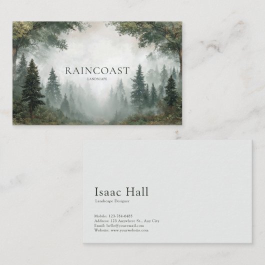 atmosferisch nevelig bospad visitekaartje (Voorkant / Achterkant)