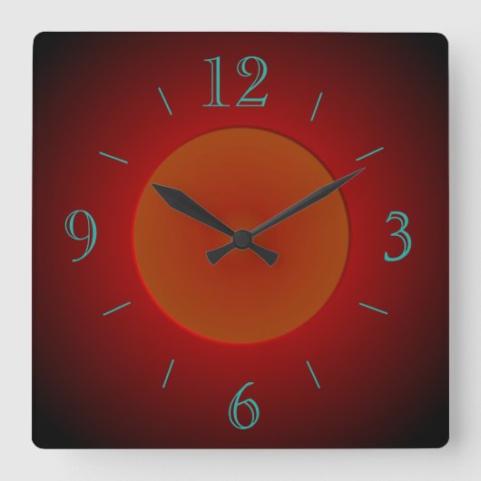 Atmosferisch Rood/Oranje met gloed > Wandklok (Voorkant)