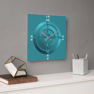 Atmosferisch ruimteontwerp in turquoise wandklok