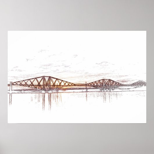 Atmosferische Forth Bridge Kunstwerk Poster (Voorkant)