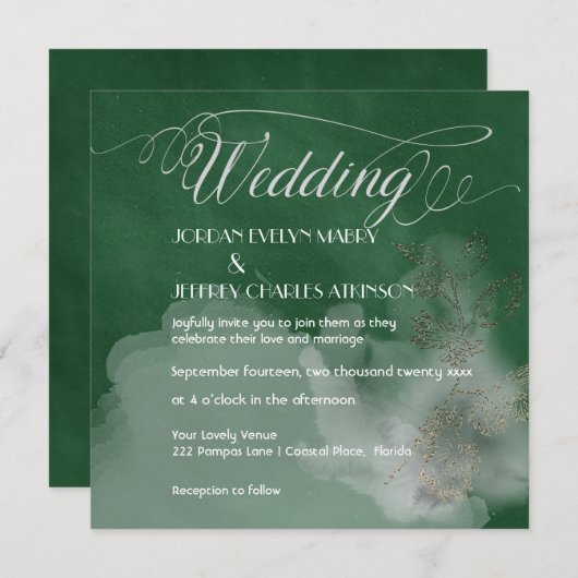 Atmosferische Groene Moderne Uitnodiging van de We (Voorkant / Achterkant)