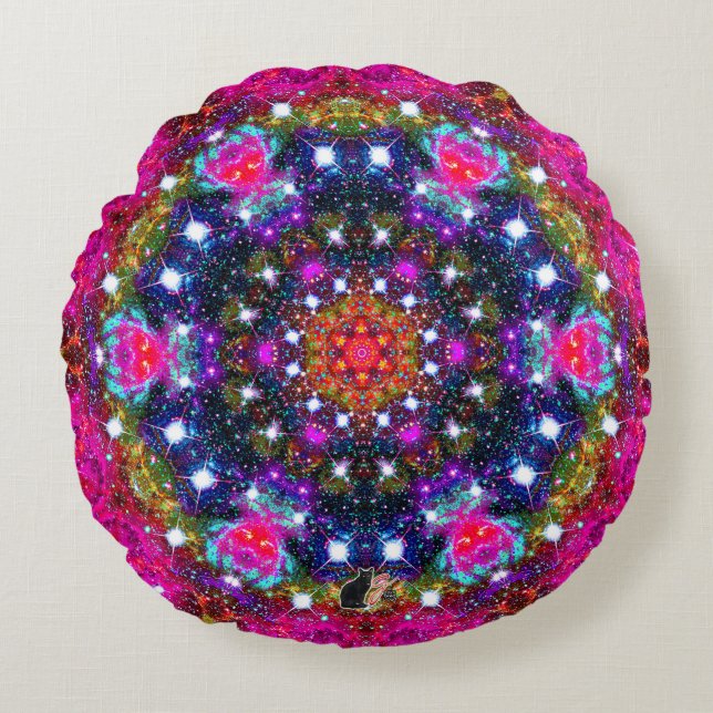 Atmosferische Stellar Kaleid ronde kussen (Voorkant)