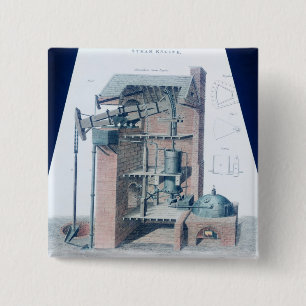 Atmosferische stoommotor vierkante button 5,1 cm