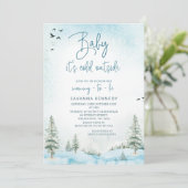 Atmosferische Winter Baby Het is Koud Baby shower Kaart (Staand voorkant)