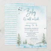 Atmosferische Winter Baby Het is Koud Baby shower Kaart (Voorkant / Achterkant)