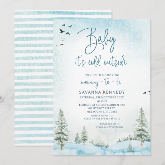 Atmosferische Winter Baby Het is Koud Baby shower Kaart (Voorkant / Achterkant)