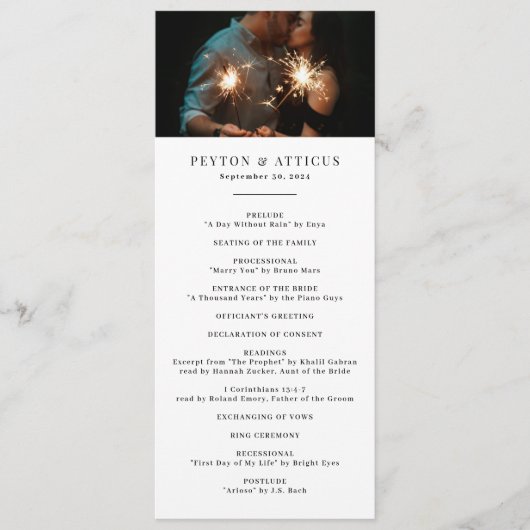 Atmosphere Skinny Vertical Wedding Programme Programmakaart (Voorkant)