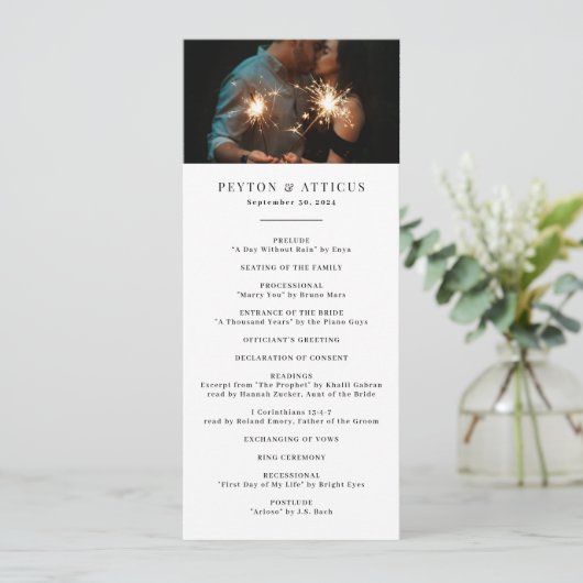 Atmosphere Skinny Vertical Wedding Programme Programmakaart (Staand voorkant)