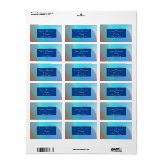 Atmospheric Aqua Blue Burnt Oranje Address Label (Full Sheet)