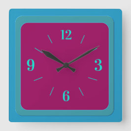 Atmospheric Bluegreen Border met Cerise Center Vierkante Klok