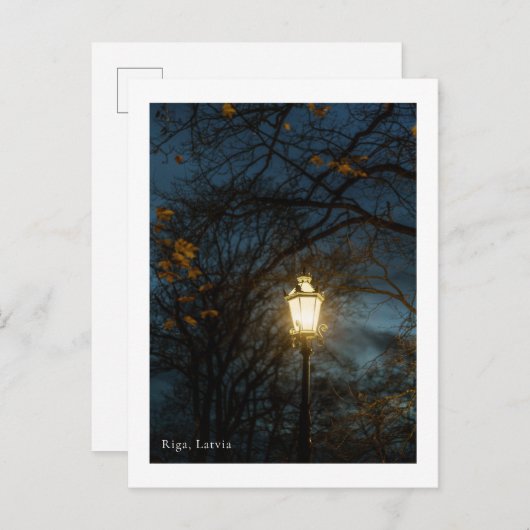 Atmospheric Lantern in Autumn Park, Riga Briefkaart (Voorkant / Achterkant)