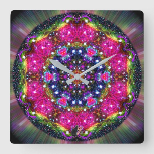 Atmospheric Stellar Kaleid Vierkante Klok (Voorkant)