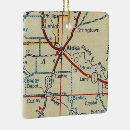 Atoka OK  Map Keramisch Ornament (Rechts)