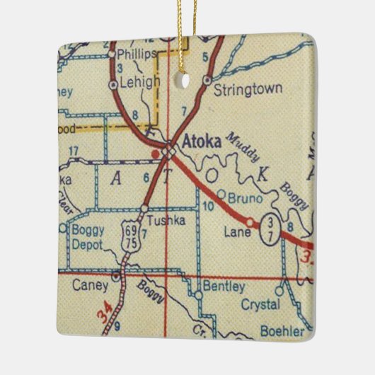 Atoka OK  Map Keramisch Ornament (Links)