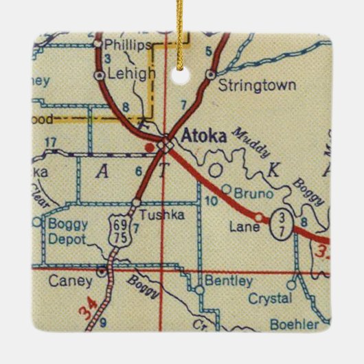 Atoka OK  Map Keramisch Ornament (Achterkant)