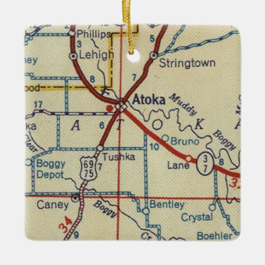 Atoka OK  Map Keramisch Ornament (Voorkant)