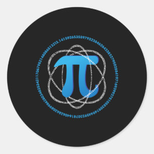 Atom Pi Day Wiskunde Science Lover Gift Ronde Sticker