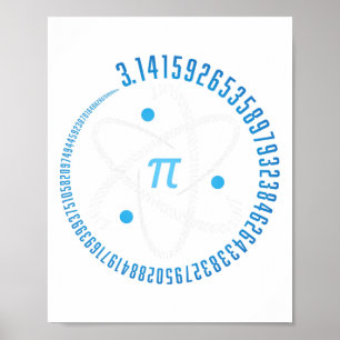 Atom Pi Wiskunde Science Stem Gift 3.14 Pi Dag Poster