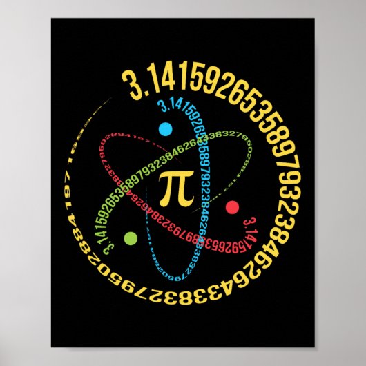 Atom Pi Wiskunde Science Stem Gifts 3.14 Pi Dag Poster (Voorkant)