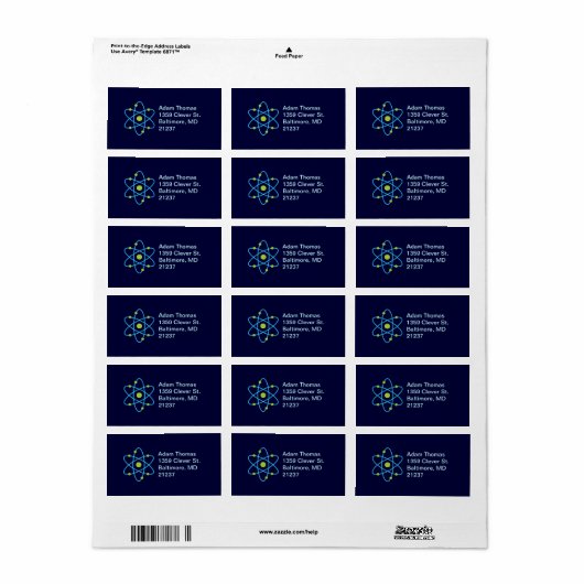Atom Science Etiket (Full Sheet)