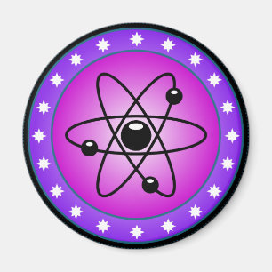 Atom Symbool op een roze achtergrond Magneet