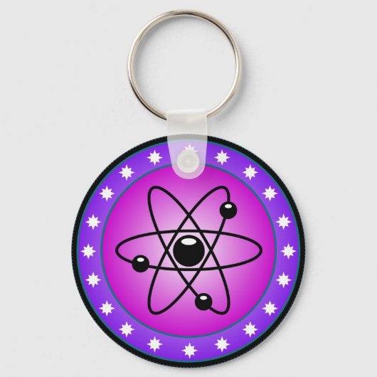 Atom Symbool op een roze achtergrond Sleutelhanger (Voorkant)
