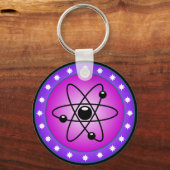 Atom Symbool op een roze achtergrond Sleutelhanger (Voorkant)