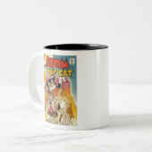 Atom the Cat - Superheld - Super Cat - Retro Cat Tweekleurige Koffiemok (Voorkant links)