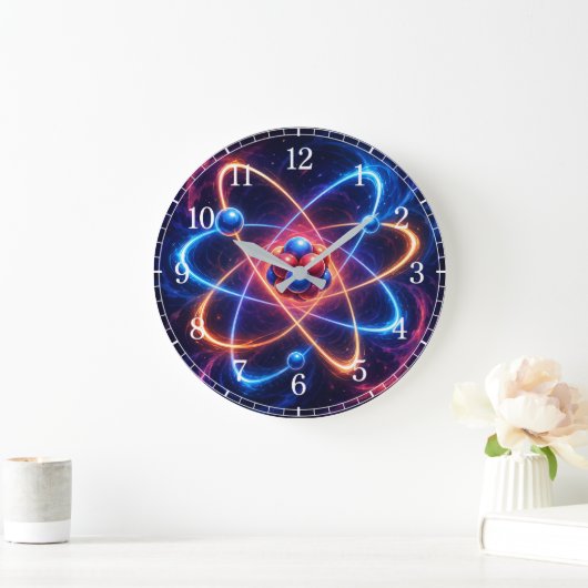 Atom Wall Clock — Science-Inspired Design Grote Klok (Huis)