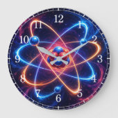 Atom Wall Clock — Science-Inspired Design Grote Klok (Voorkant)