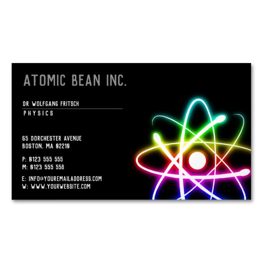 Atom | Wetenschap Magnetisch Visitekaartje (Voorkant)