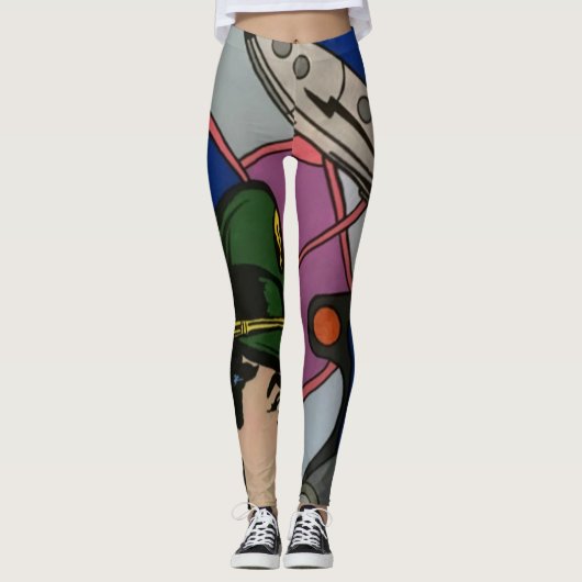 atomair Abstract de Rocket Kapitein schilderen op Leggings (Voorkant)