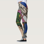 atomair Abstract de Rocket Kapitein schilderen op Leggings (Links)