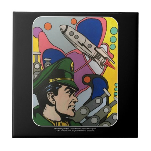 atomair Abstract de Rocket Kapitein schilderen op  Tegeltje (Voorkant)