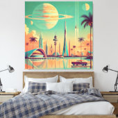 Atomair Futuristisch New Florida Canvas Afdruk (Insitu (Slaapkamer))