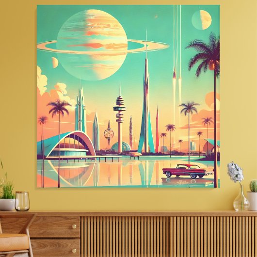 Atomair Futuristisch New Florida Canvas Afdruk (Insitu (Woonkamer))