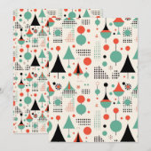 Atomair Mid Century Modern Kerstmis Feestdagenkaart (Voorkant / Achterkant)