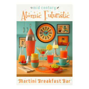 Atomair Retro Futuristische Martini Breakfast Bar Foto Afdruk