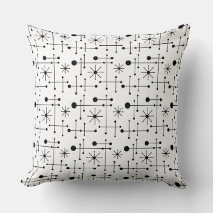 Atomair Retro Midden Eeuw Modern Patroon Zwart en Kussen