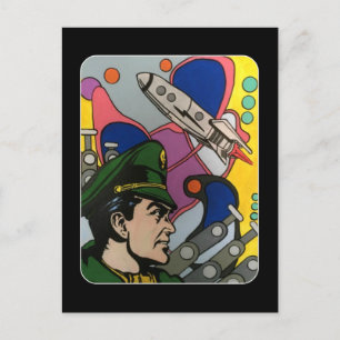 Atomaire Abstracte de Raketkapitein schilderij op Briefkaart