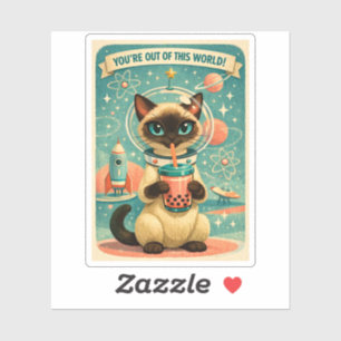 Atomaire Boba Siamees Kat, je bent buiten deze wer Sticker